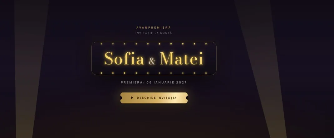 Model invitație nuntă Cinematic