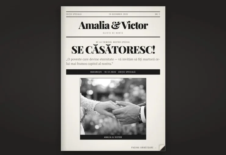 Model invitație nuntă Wedding Gazette