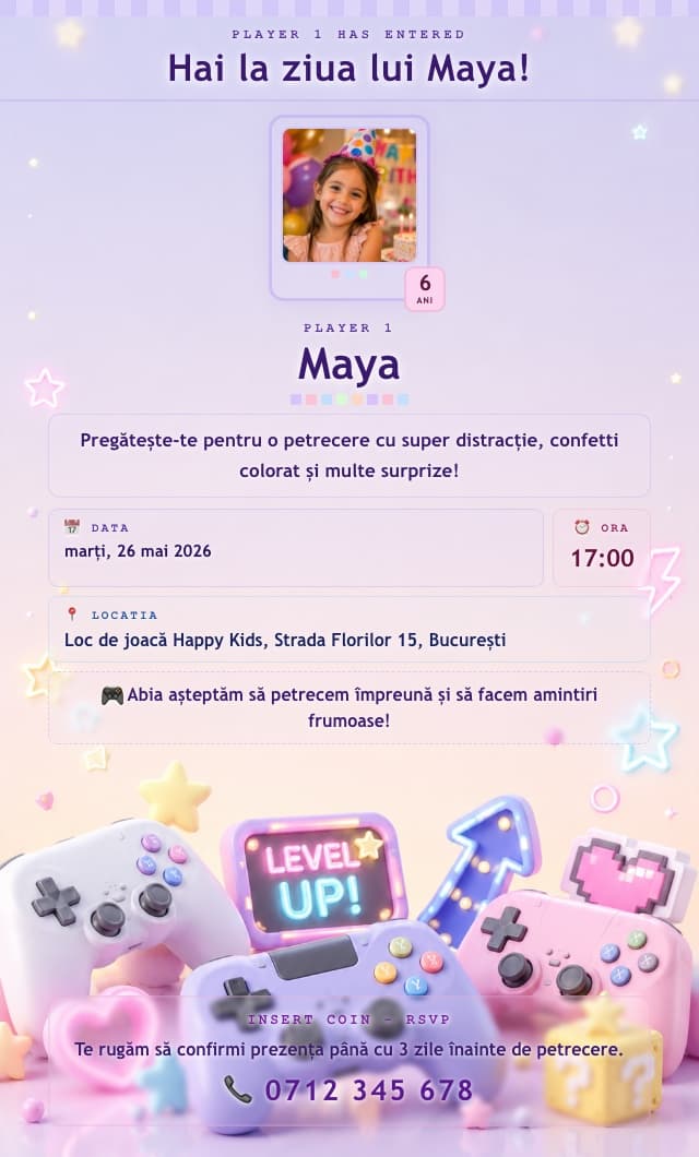 Model invitație de zi de naștere — Game