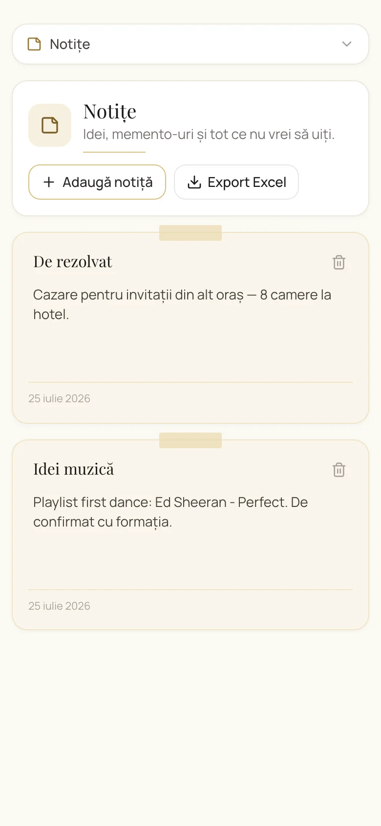 Notițe și idei pentru organizarea nunții