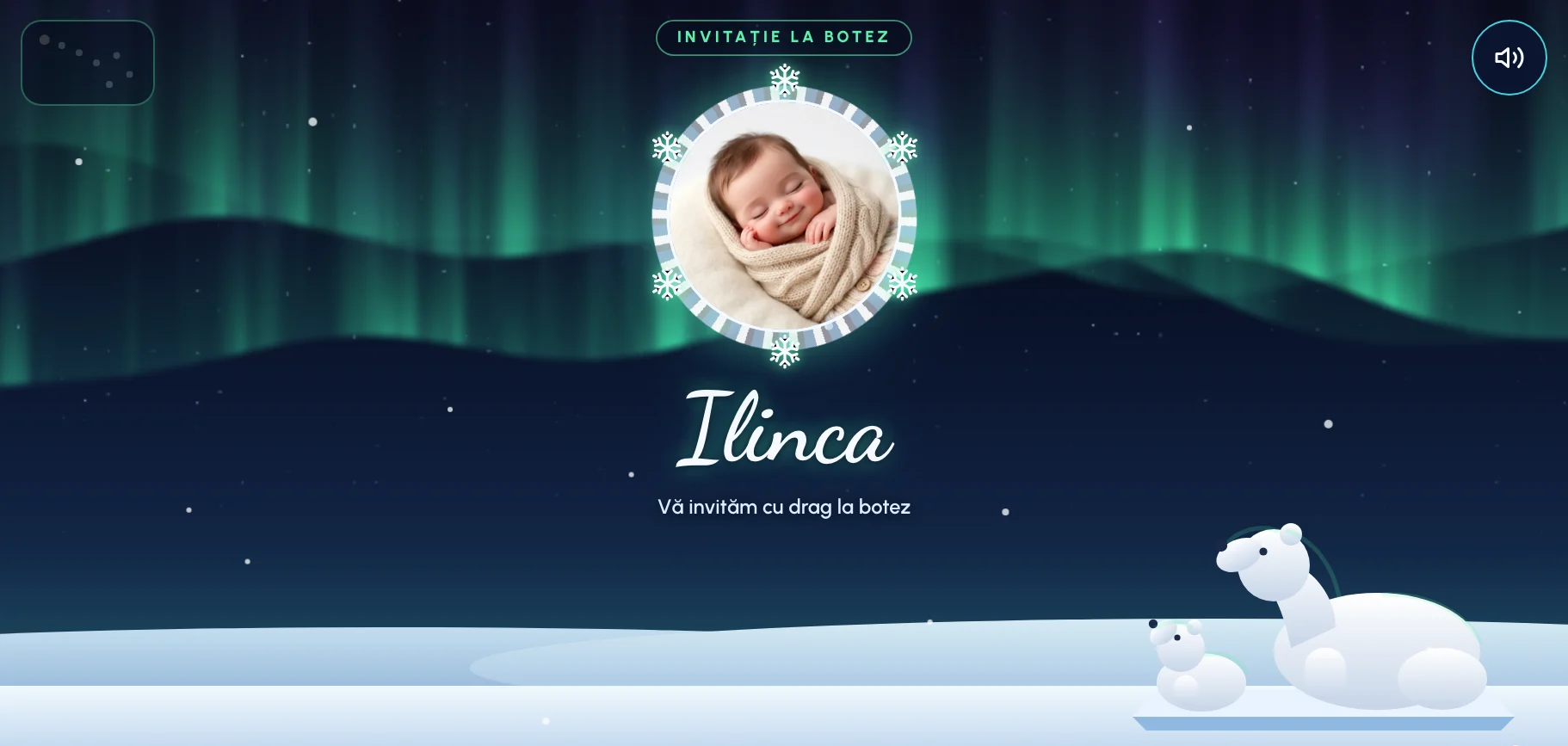Model invitație de botez — Aurora