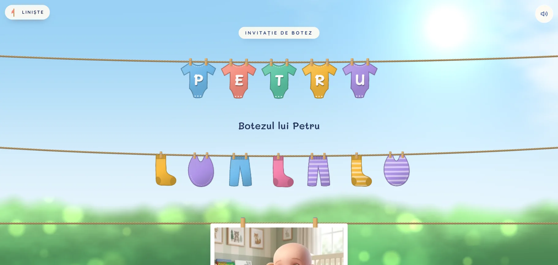 Model invitație de botez — Hăinuțele
