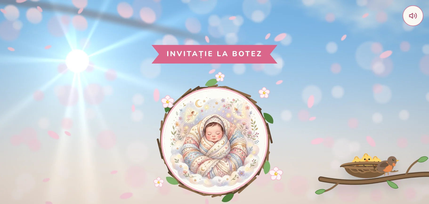 Model invitație de botez — Cuibul