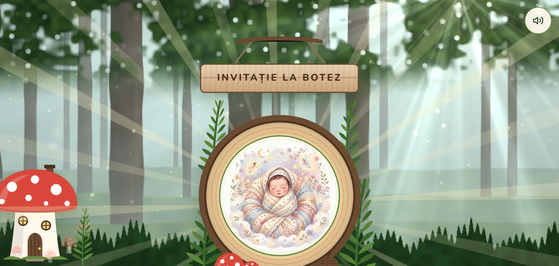 Model invitație de botez — Pădurea