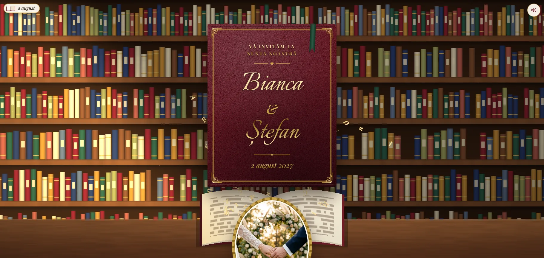 Model invitație de nuntă Biblioteca