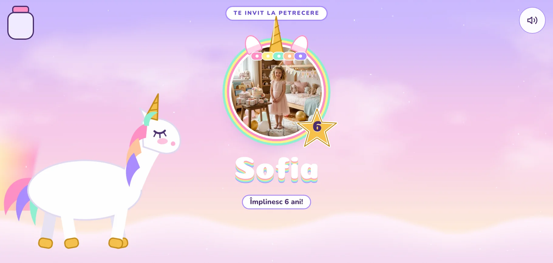Model invitație de zi de naștere — Unicornul